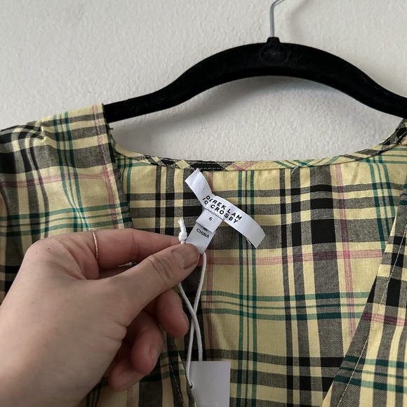 Derek Lam 10 Crosby Bella Crop Top Yellow Plaid Womens Size 6 - Picture 6 of 10